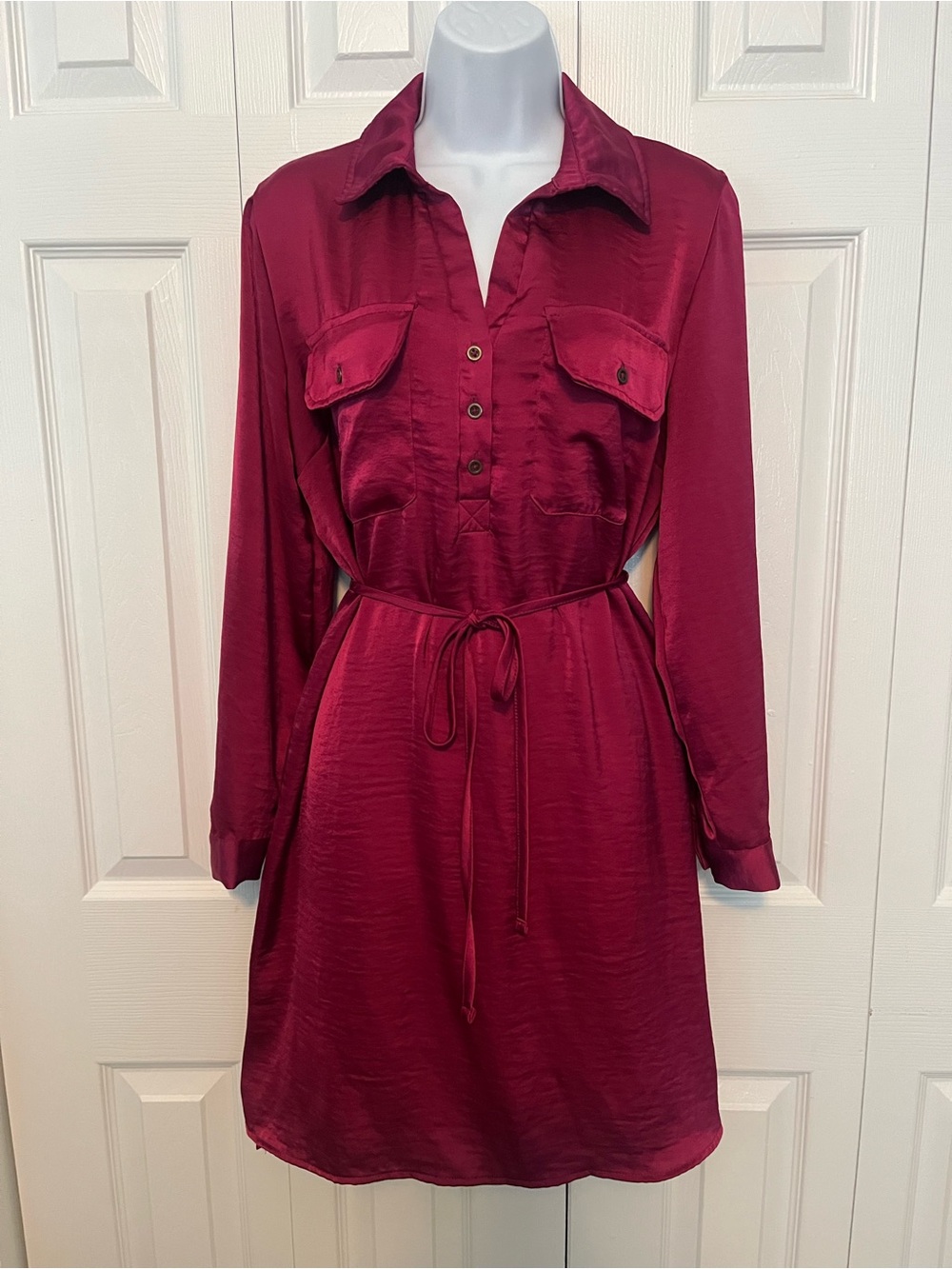 Lucky Brand Long Sleeve Shirt Dress in Purple